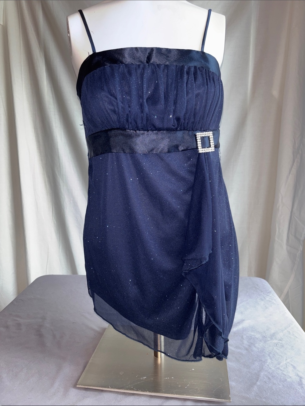 Studio 1940- Navy Sparkle Spaghetti-Strap dressy top